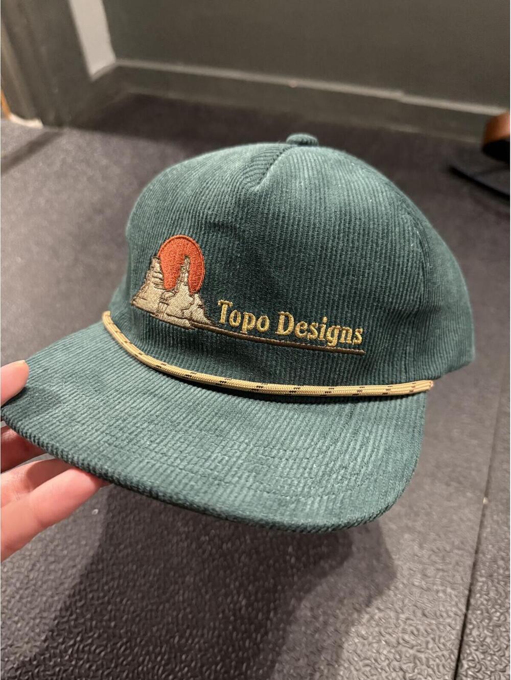 Topo Designs Green Corduroy Hat Tree Scene NWT